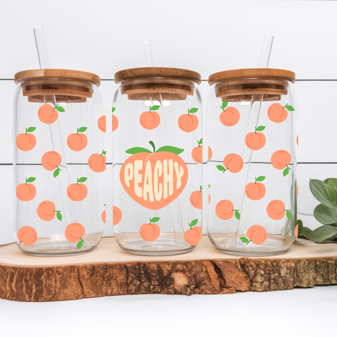 Verre à café glacé avec fruits, Cadeau pour amoureux des pêches