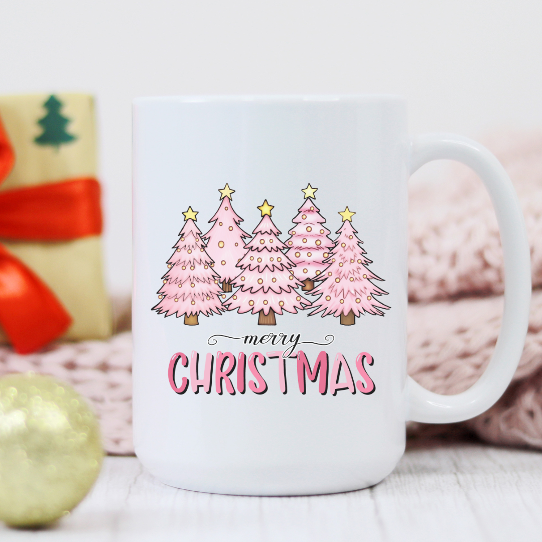 Tasse sapins Noël Roses,Cadeau thème Noël, Tasse sapin Noël, Tasse pour chocolat chaud