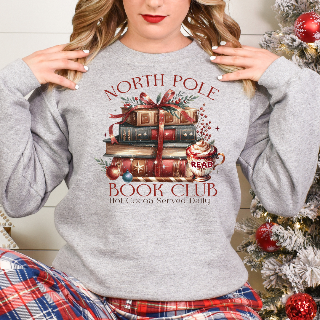 Chandail Club de lecture Noël, Sweatshirt North Pole Christmas book club shirt,