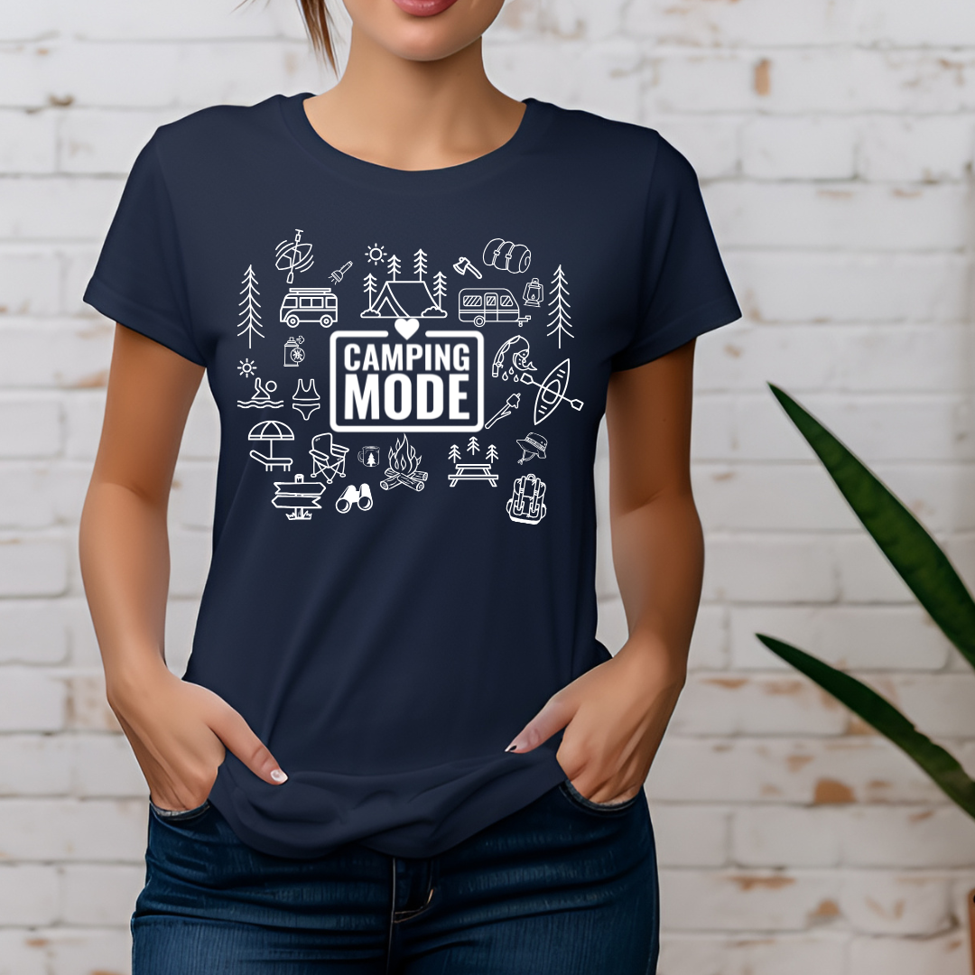 t-shirt pour camping style doodle, cadeau pour campeur
