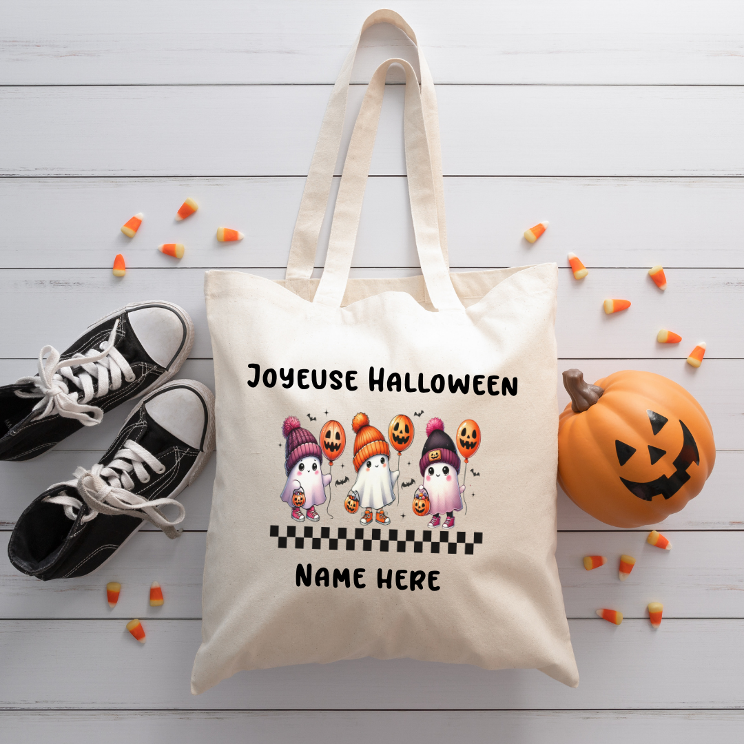Sac Fourre-Tout Halloween Personnalisé – "Petits Fantômes"