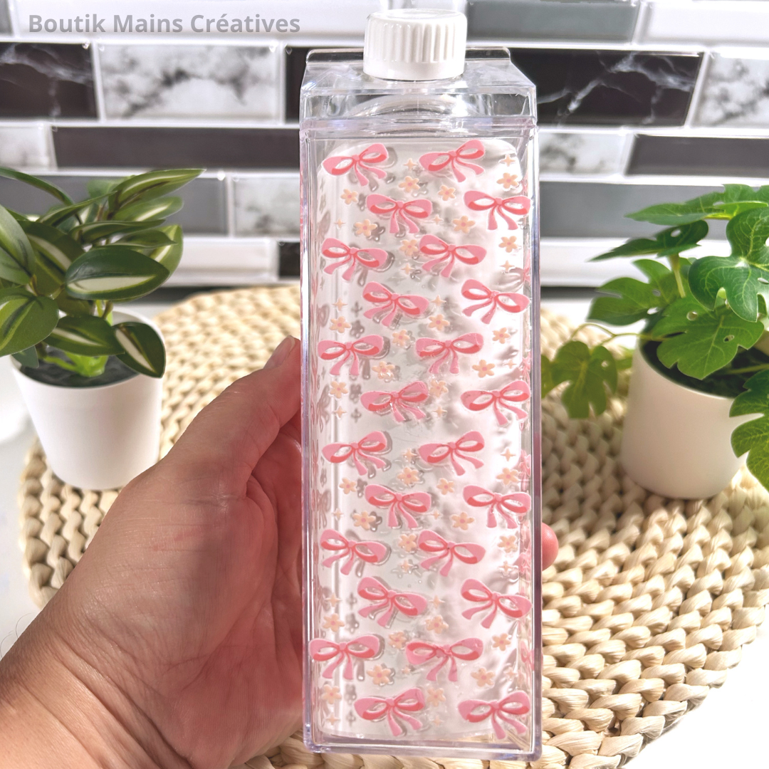 Ensemble Verre à café 16 oz et bouteille style carton lait 17 oz coquette rose et marguerites, idée cadeau