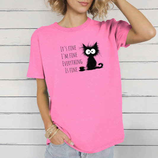 chandail drôle de chat noir à citation sarcastique, T-shirt humoristique