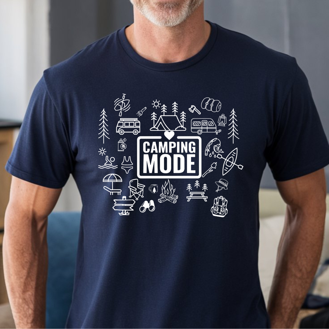 t-shirt pour camping style doodle, cadeau pour campeur