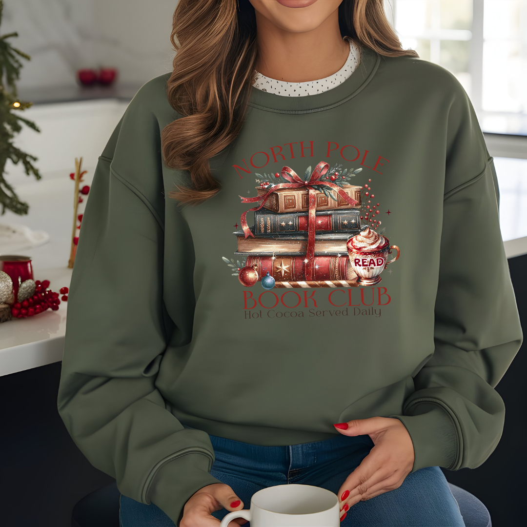 Chandail Club de lecture Noël, Sweatshirt North Pole Christmas book club shirt,