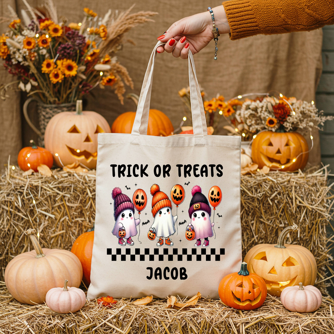 Sac Fourre-Tout Halloween Personnalisé – "Petits Fantômes"
