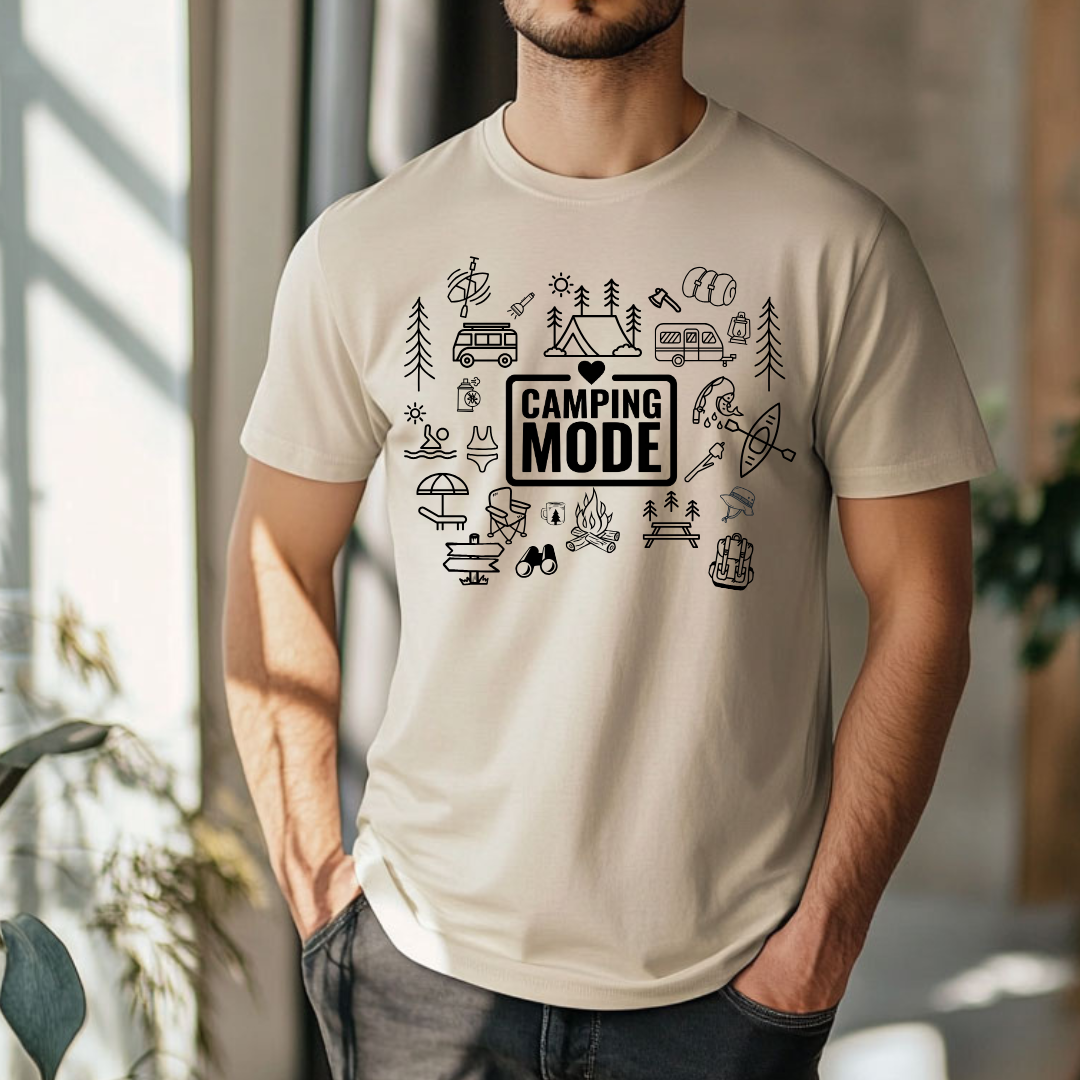 t-shirt pour camping style doodle, cadeau pour campeur
