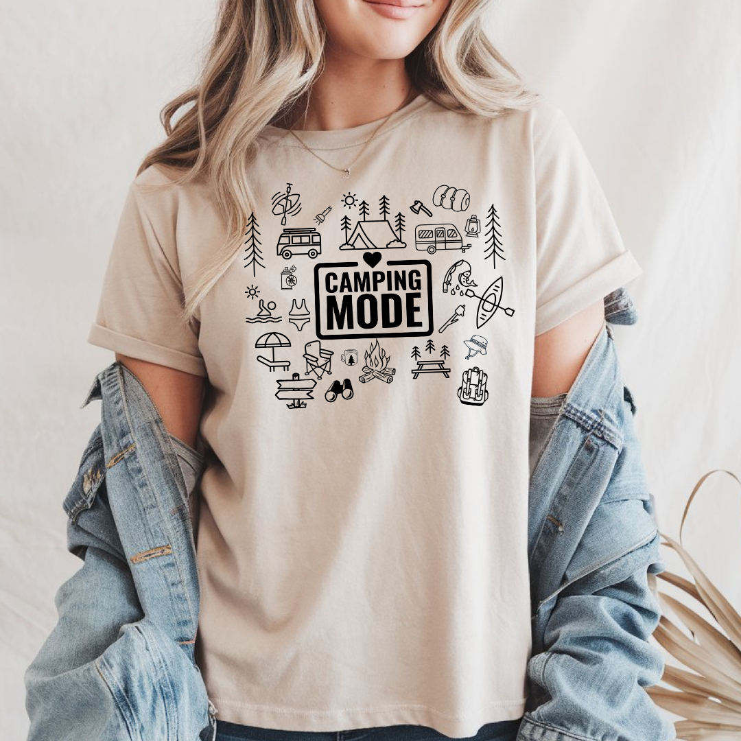 t-shirt pour camping style doodle, cadeau pour campeur