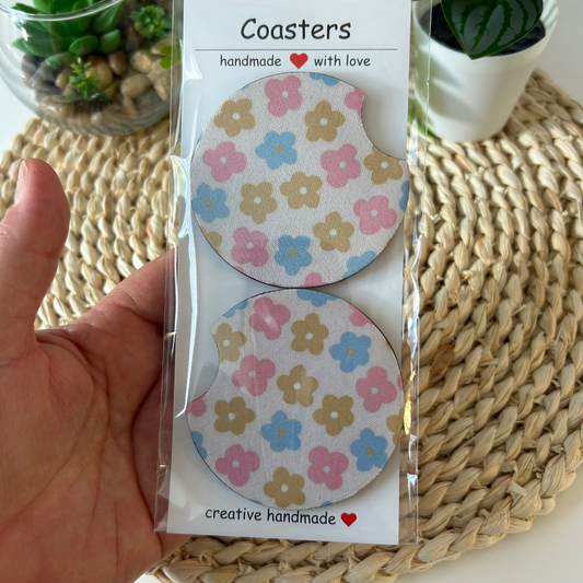 Sous-verres pour porte-gobelets d'auto, accessoires d'auto avec design de fleurs et plantes