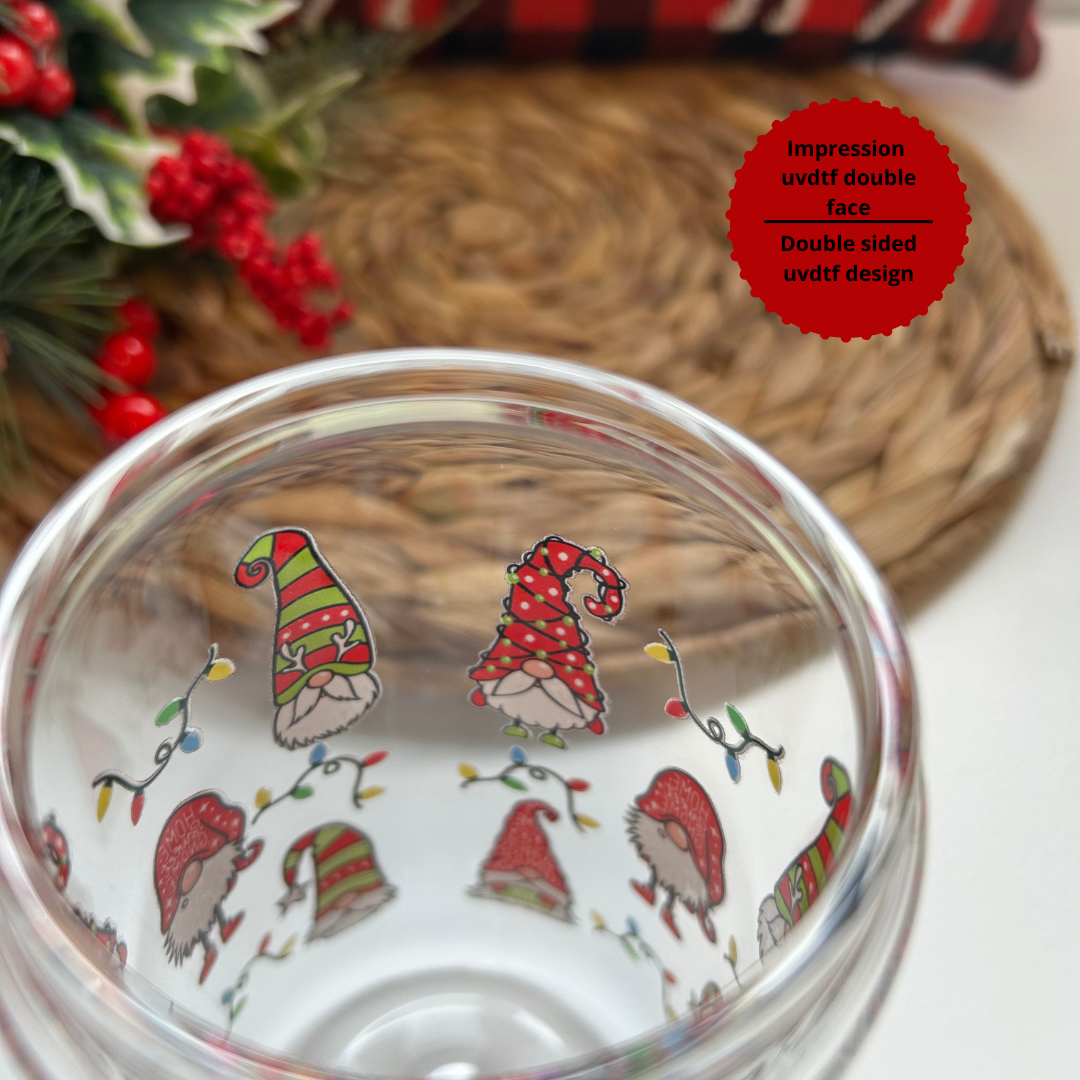 Verre à café glacé  Gnomes de Noël, Libbey cup de Noël