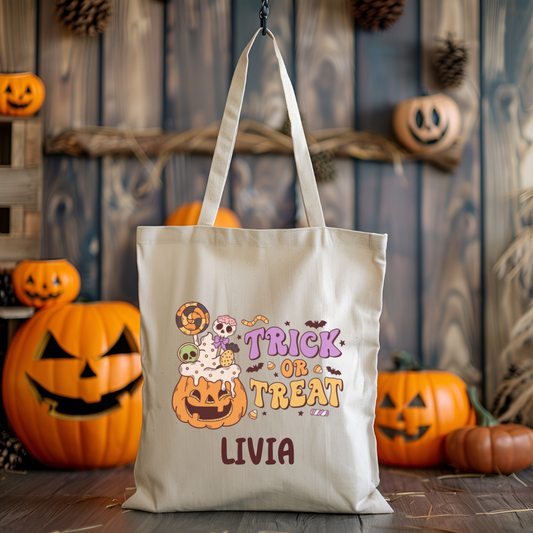 Sac Fourre-Tout d'halloween Trick or Treat personnalisable