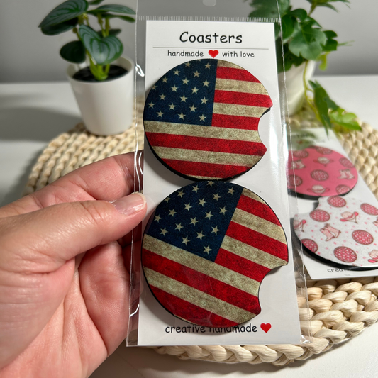 Sous-verres pour auto Drapeau Américain, Cowgirl, Papillons, Accessoires pour auto
