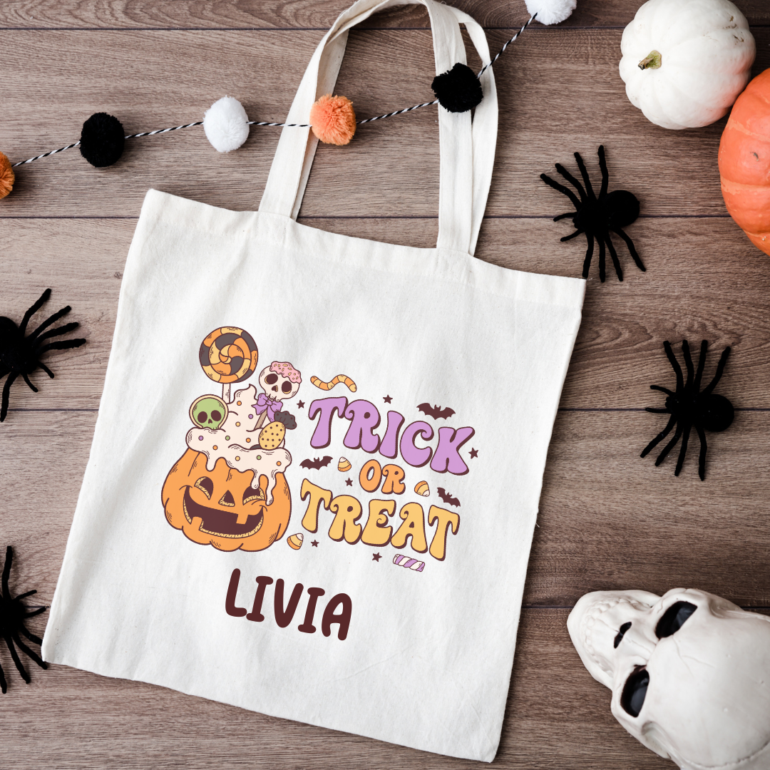 Trick or Treat halloween Tote Bag Customizable