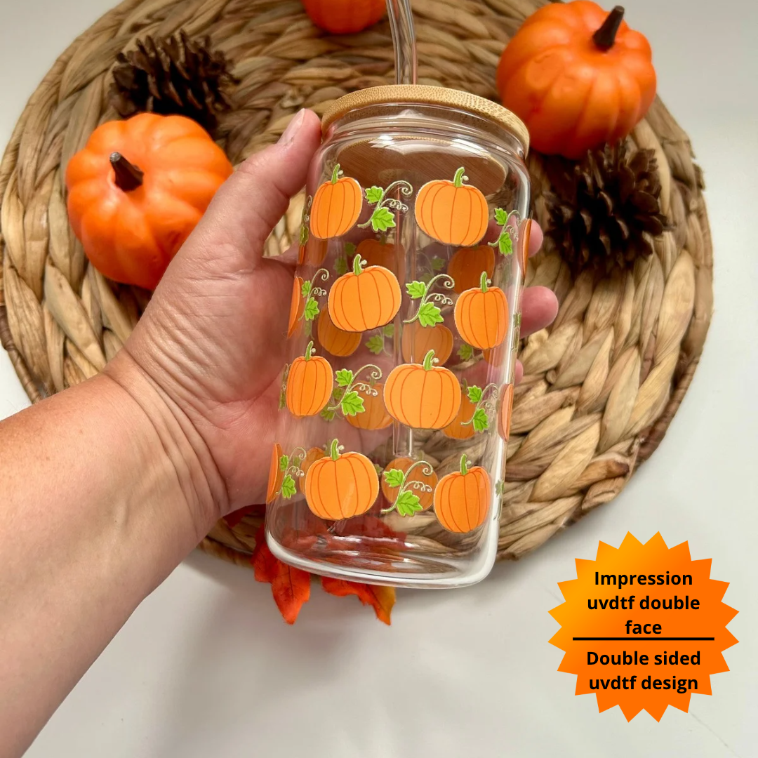 Halloween Pumpkin Iced Coffee Glass, Halloween Libby Cup