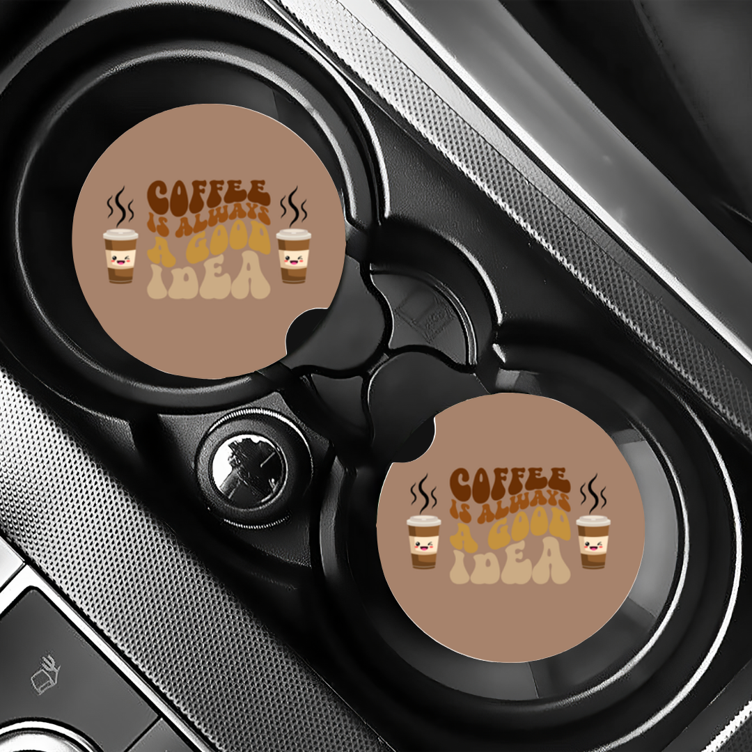 Car coasters with coffee design, car cup holder accessories
