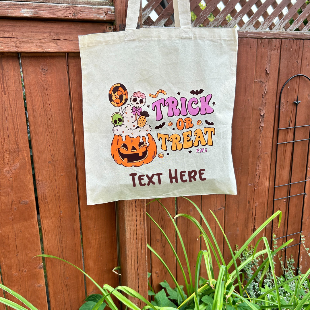 Trick or Treat halloween Tote Bag Customizable