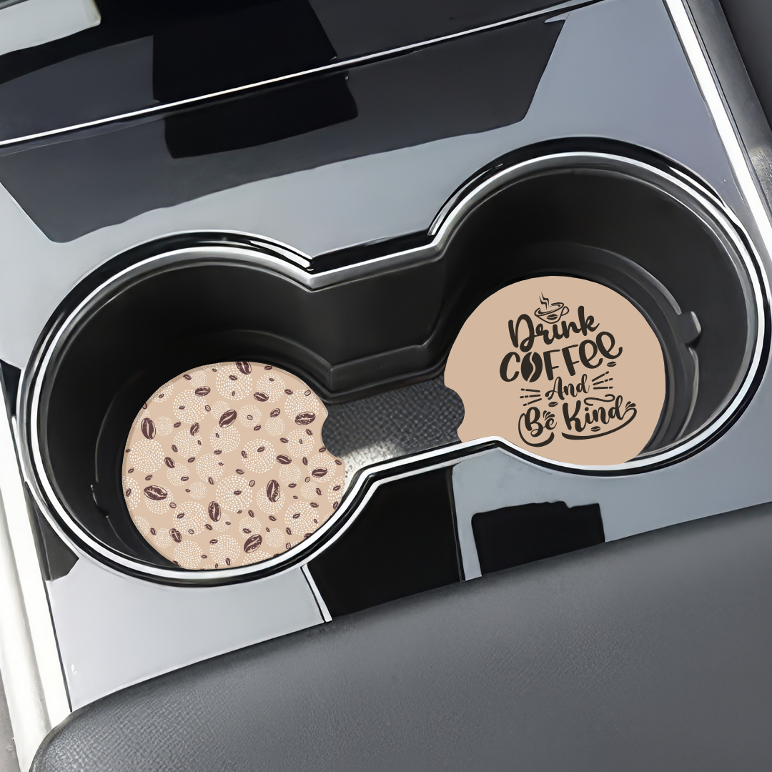 Car coasters with coffee design, car cup holder accessories