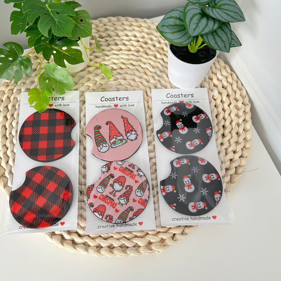 Sous-verres de Noël pour auto, accessoires pour porte-gobelets de voiture