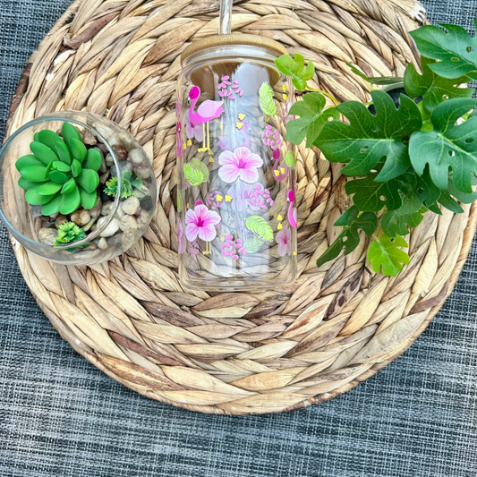 Verre à café glacé flamants roses, Verre à café d'été