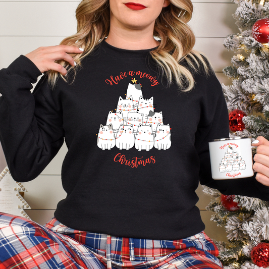 Sweatshirt chats de Noël, Cadeau thème chats, Christmas cat shirt