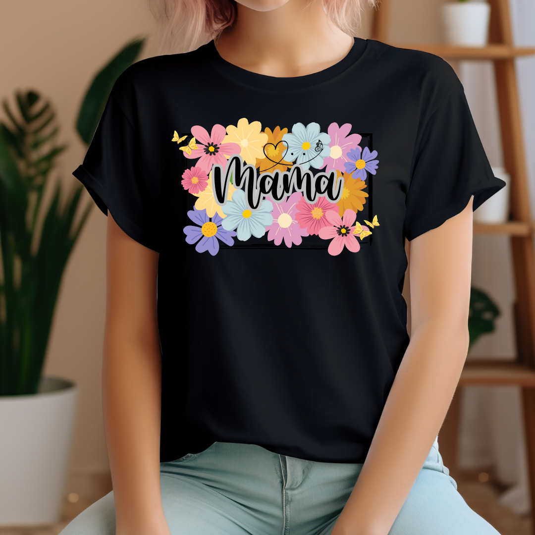Mama Boho Style Floral T-shirt, Mother's Day Gift, Mama T-shirt,