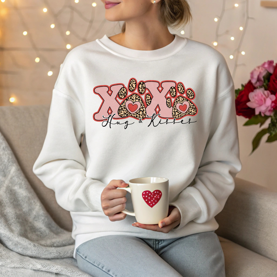 Chandail St-Valentin XOXO Hug & Kiss , chandails amoureux d'animaux