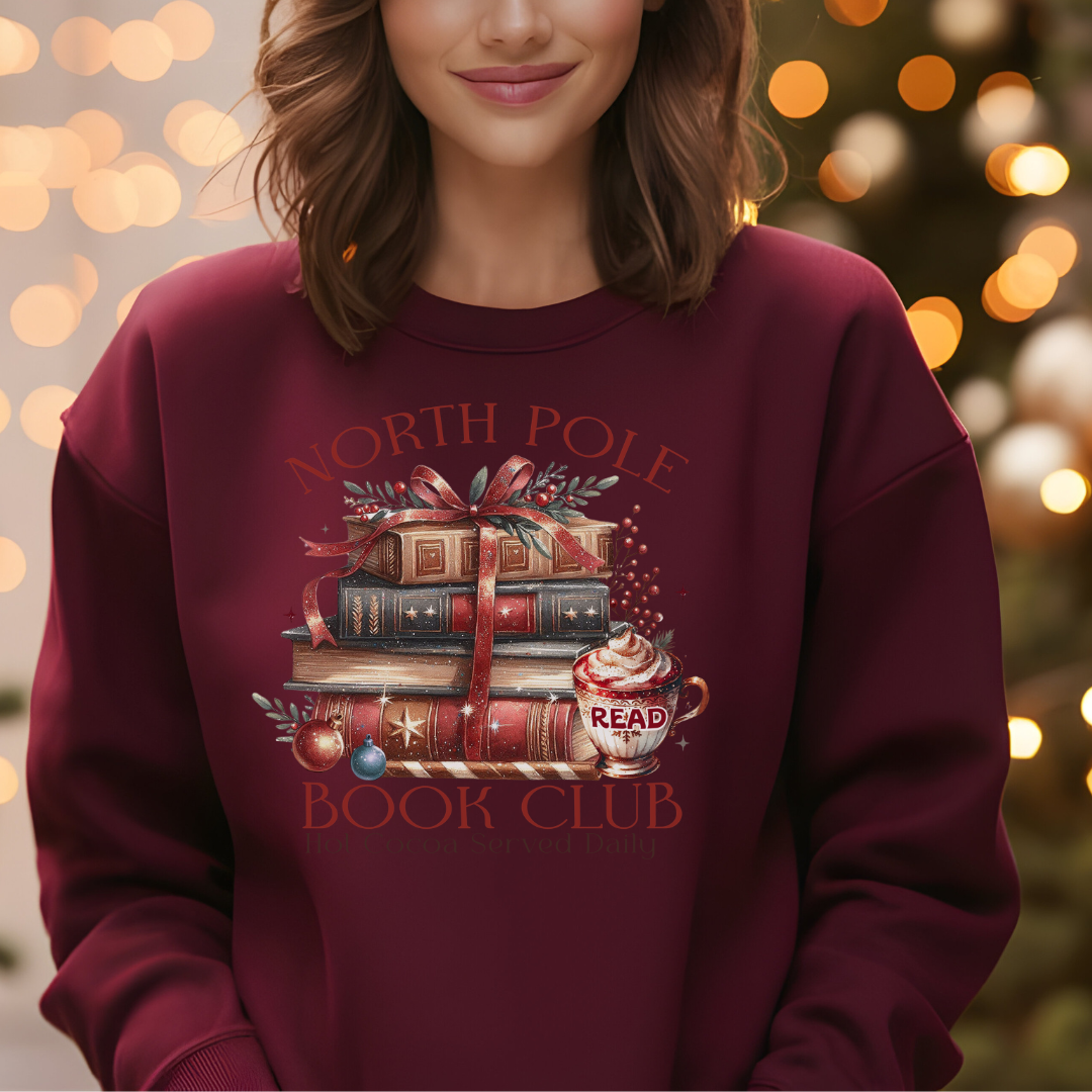 Chandail Club de lecture Noël, Sweatshirt North Pole Christmas book club shirt,