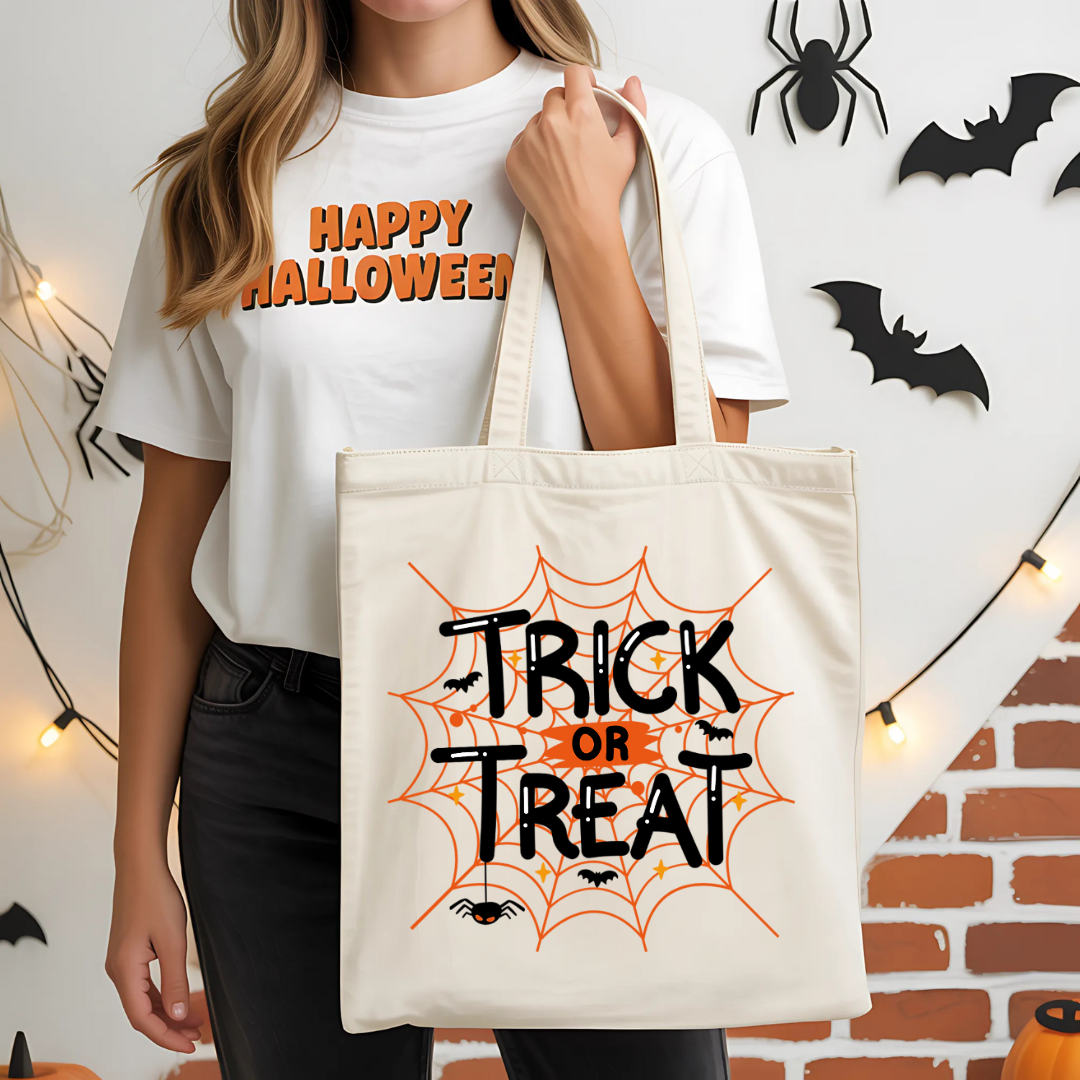 Sac Fourre-Tout Halloween "Trick or Treat" – Toiles d'araignée
