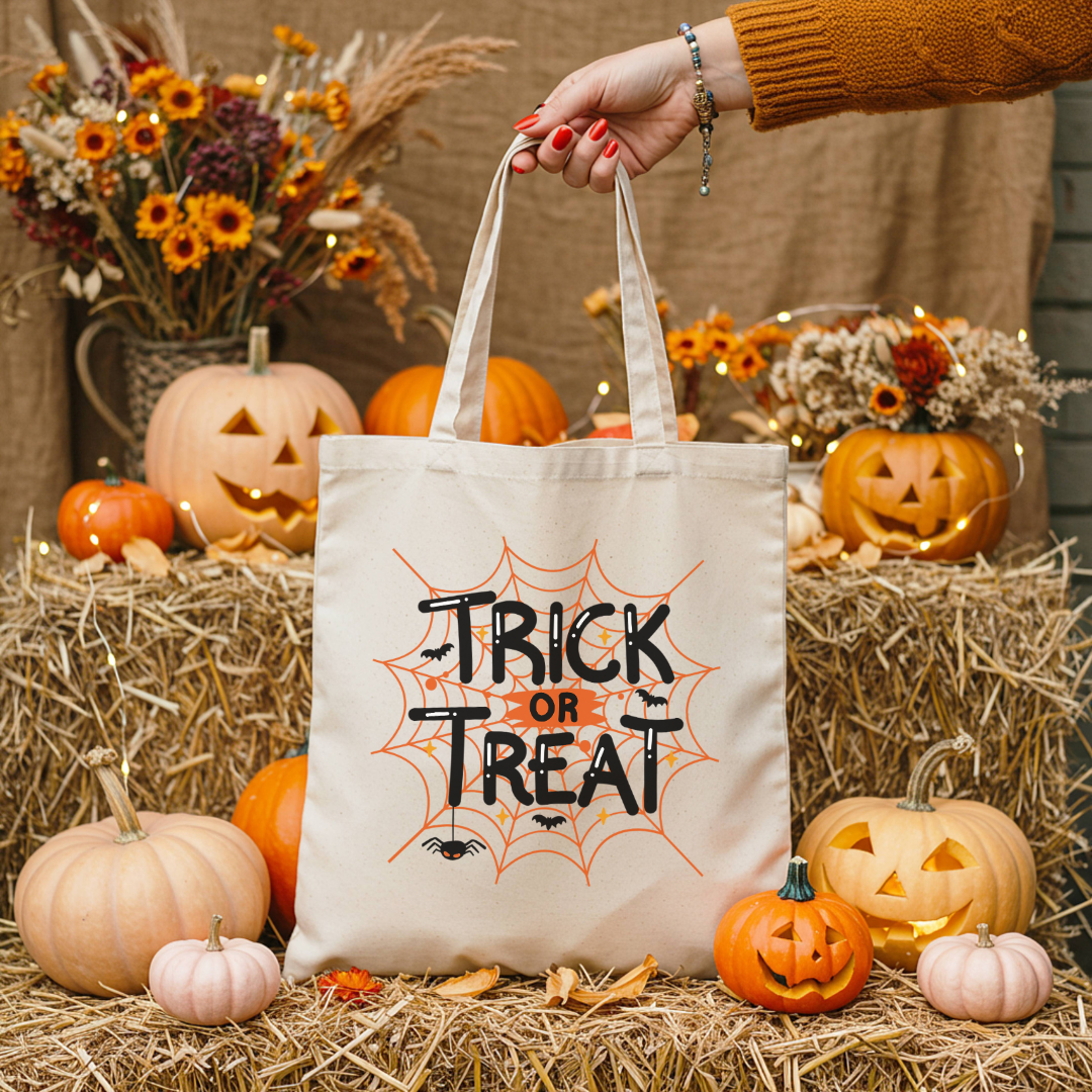 Sac Fourre-Tout Halloween "Trick or Treat" – Toiles d'araignée