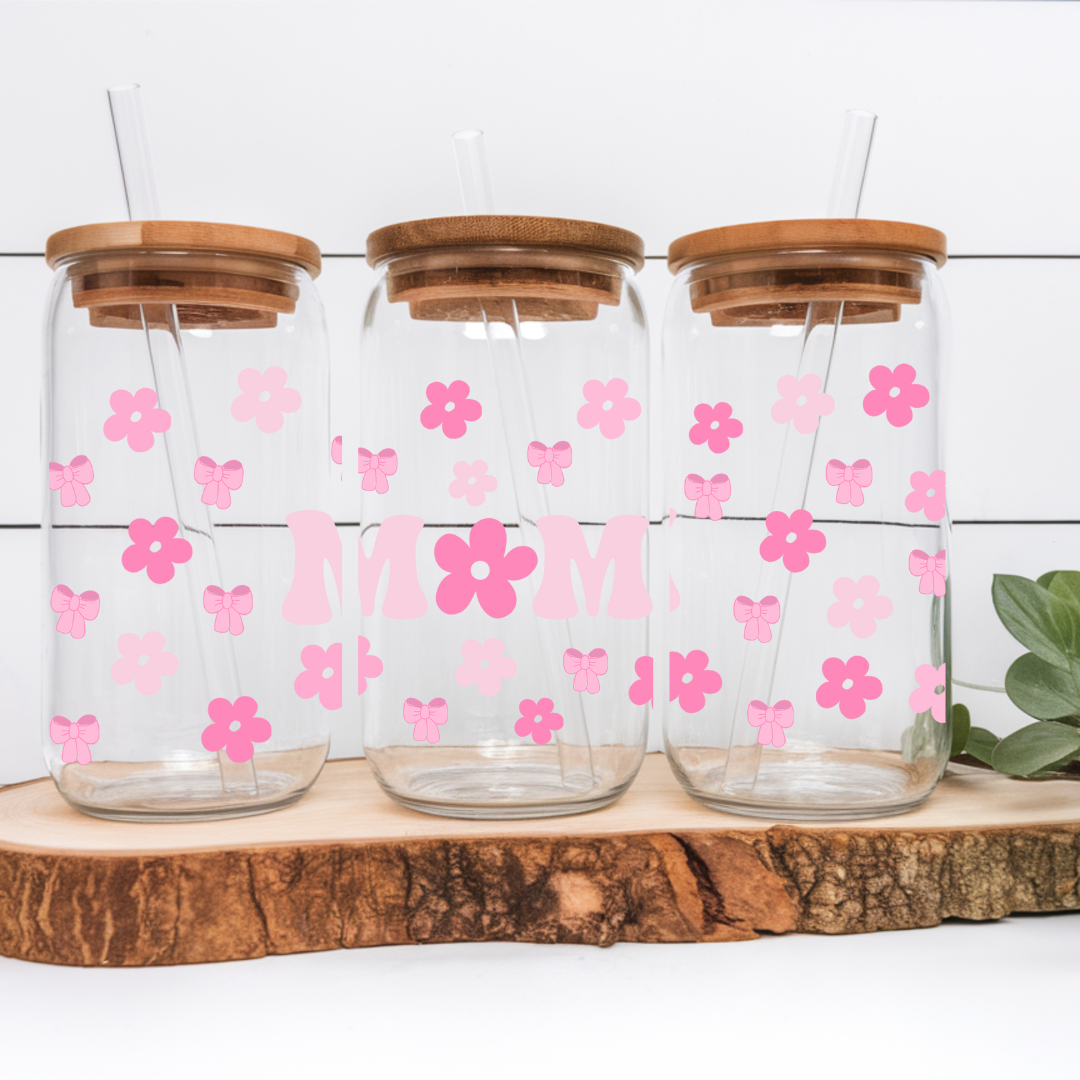 Verre à café glacé floral coquette, Cadeau pour Maman