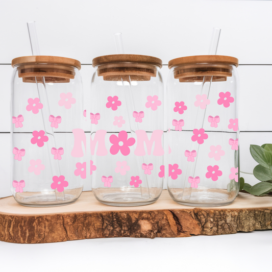 Verre à café glacé floral coquette, Cadeau pour Maman