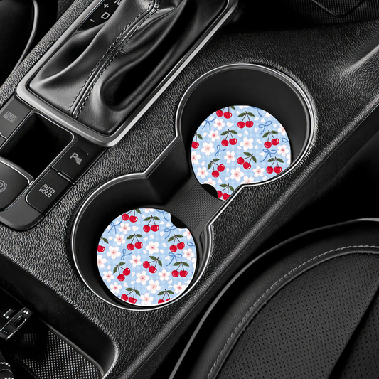 Cherry Car Coasters - Set of 2