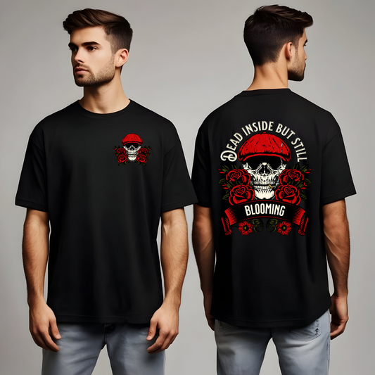 T-shirt tête de mort fumant et roses, Chandail crâne floral, Chemise sarcastique