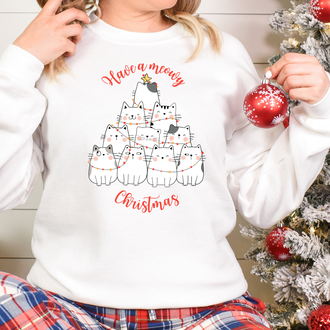 Sweatshirt chats de Noël, Cadeau thème chats, Christmas cat shirt