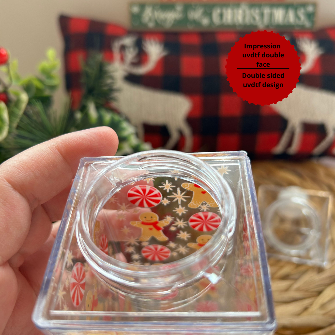 Bouteille style carton lait de Noël Pains d'épices et bonbons, Gobelet de plastique de Noël