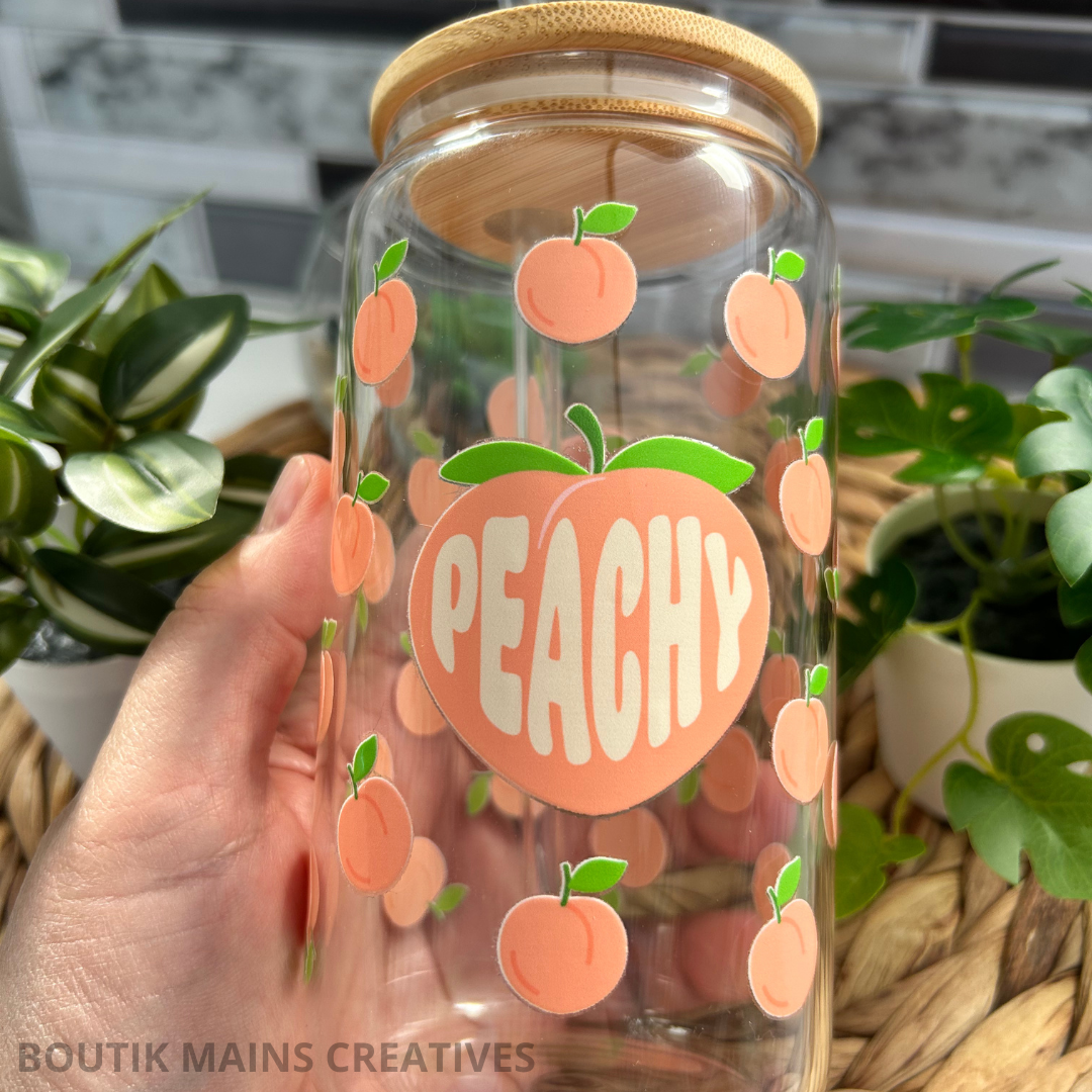 Verre à café glacé avec fruits, Cadeau pour amoureux des pêches