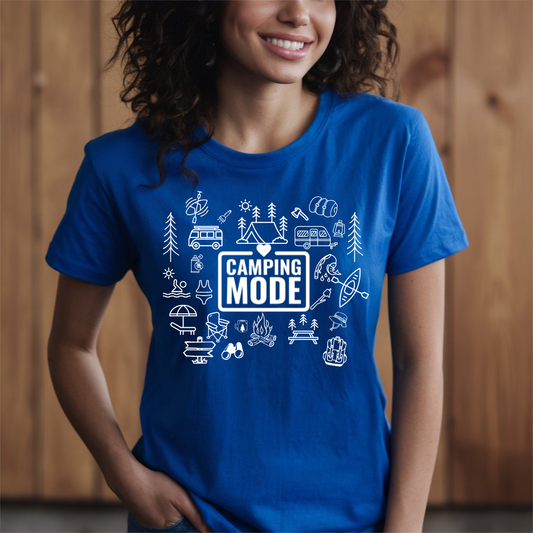 t-shirt pour camping style doodle, cadeau pour campeur