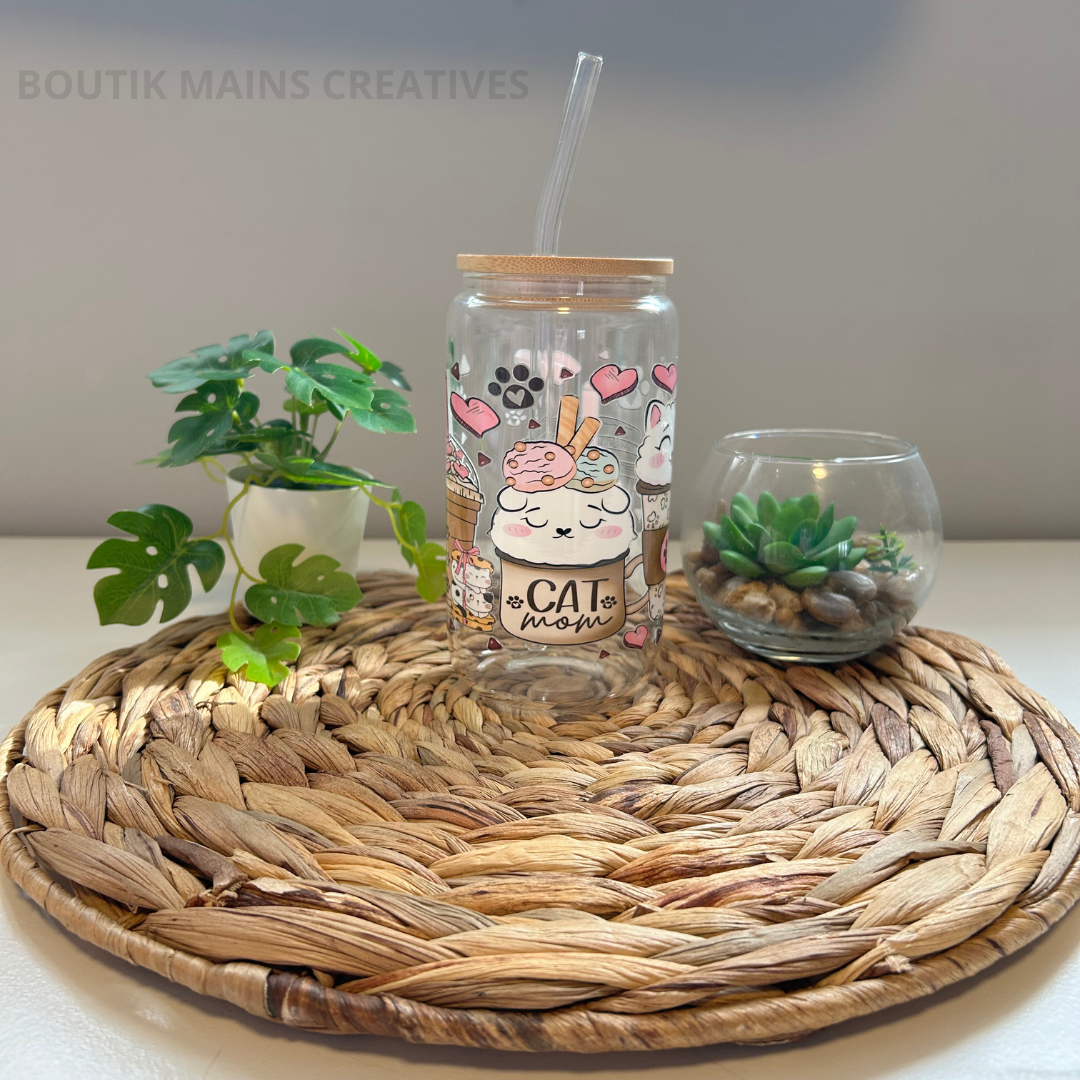 Verre à café glacé  pour Maman de chats, Cadeau pour amoureux des chats