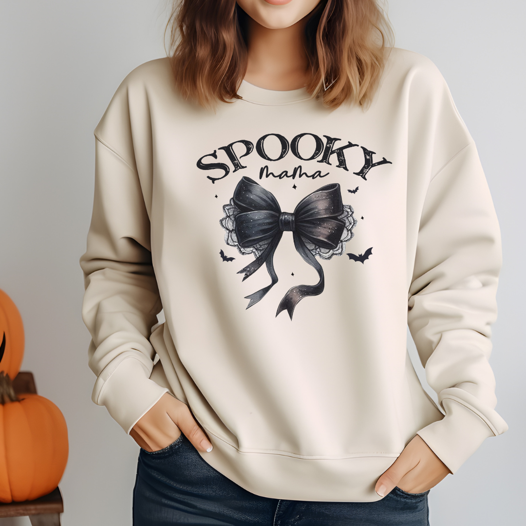 Sweatshirt Spooky Mama Halloween avec boucle Coquette Noir