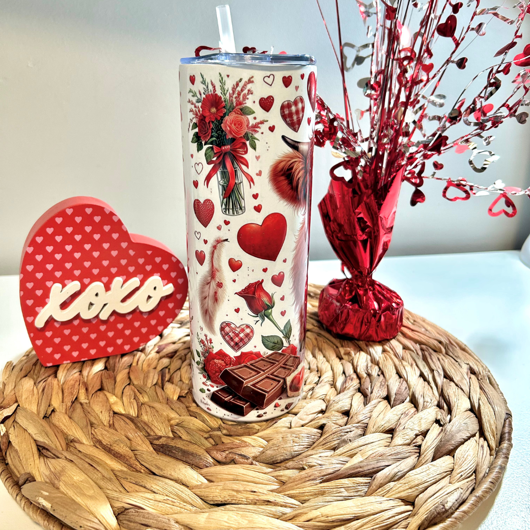 Tumbler St-Valentin avec mignonne vache Highland