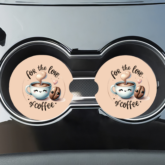 Sous-verres pour auto mignonne tasse café style Kawaii, Accessoire pour voiture