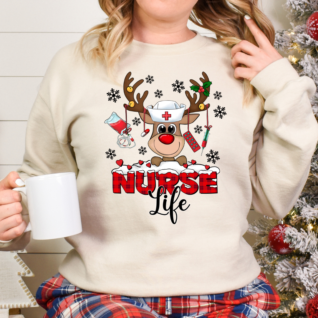 Drôle de chandail de Noël pour infirmière, Nurselife sweatshirt Noël