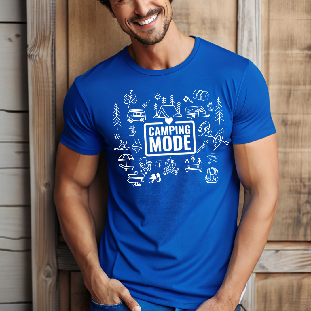 t-shirt pour camping style doodle, cadeau pour campeur