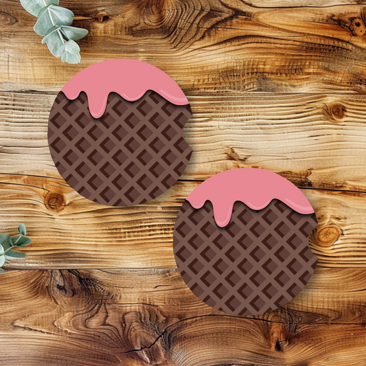 Sous-verres pour auto motif crème glacée aux fraises, cadeau pour amoureux des cornets