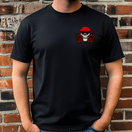 T-shirt tête de mort fumant et roses, Chandail crâne floral, Chemise sarcastique