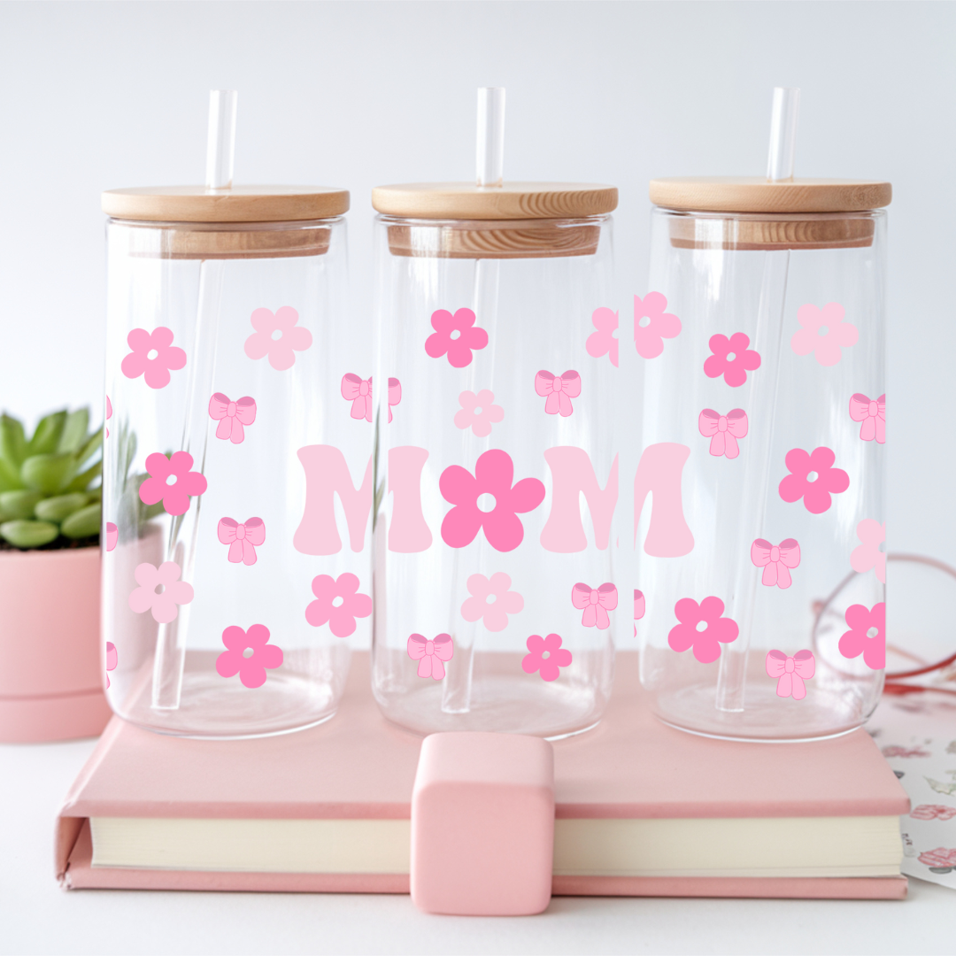 Verre à café glacé floral coquette, Cadeau pour Maman