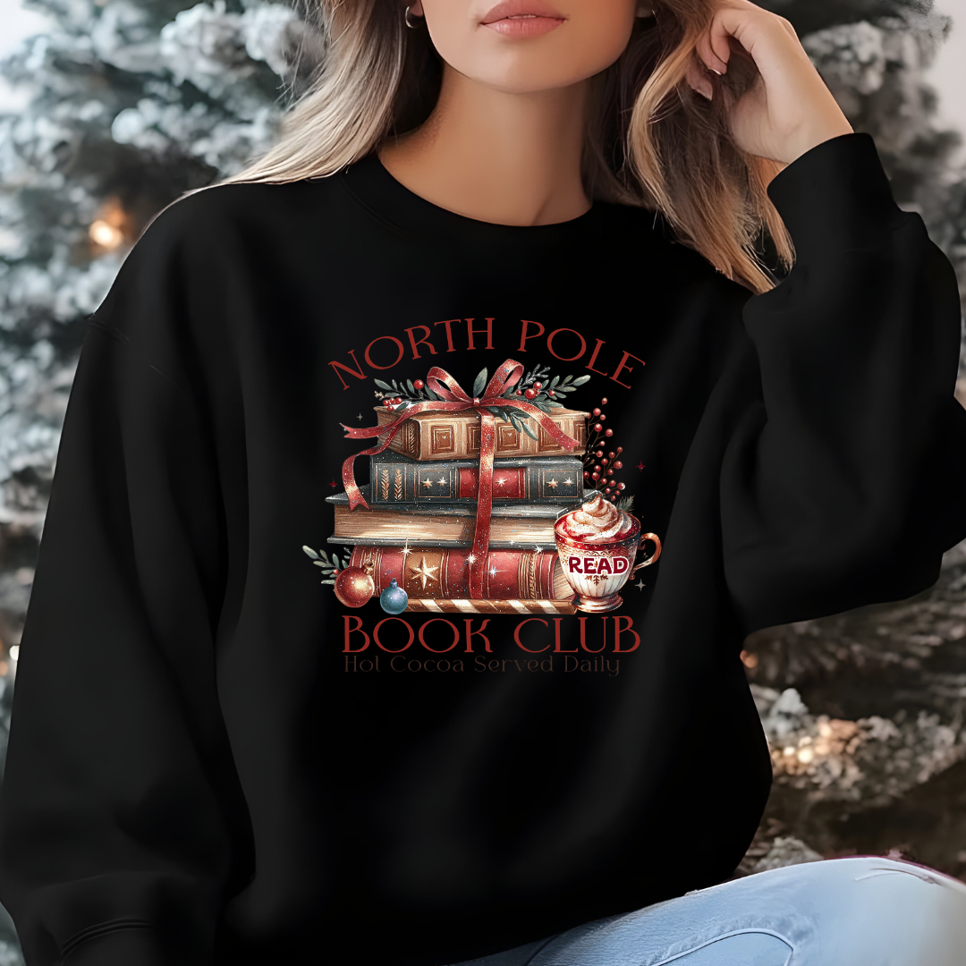Chandail Club de lecture Noël, Sweatshirt North Pole Christmas book club shirt,
