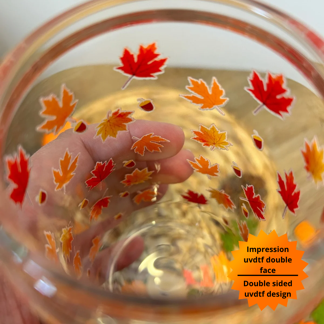 Verre à café glacé feuilles d'automne, Fall Vibes