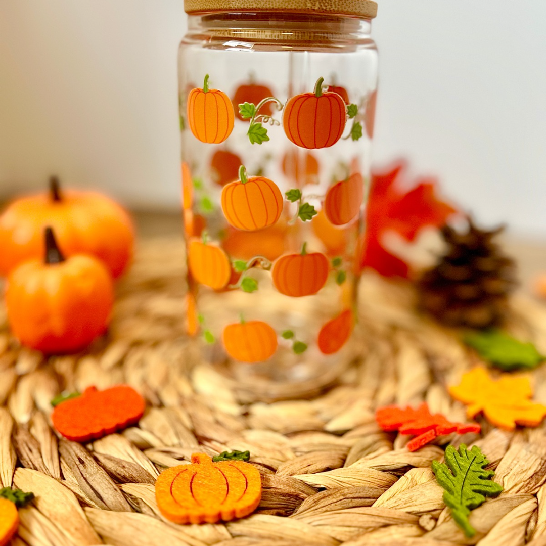 Halloween Pumpkin Iced Coffee Glass, Halloween Libby Cup