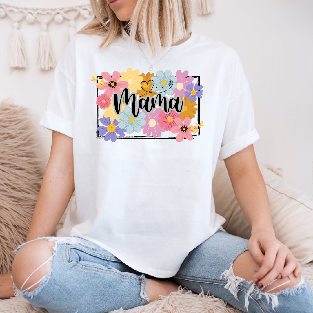 Mama Boho Style Floral T-shirt, Mother's Day Gift, Mama T-shirt,